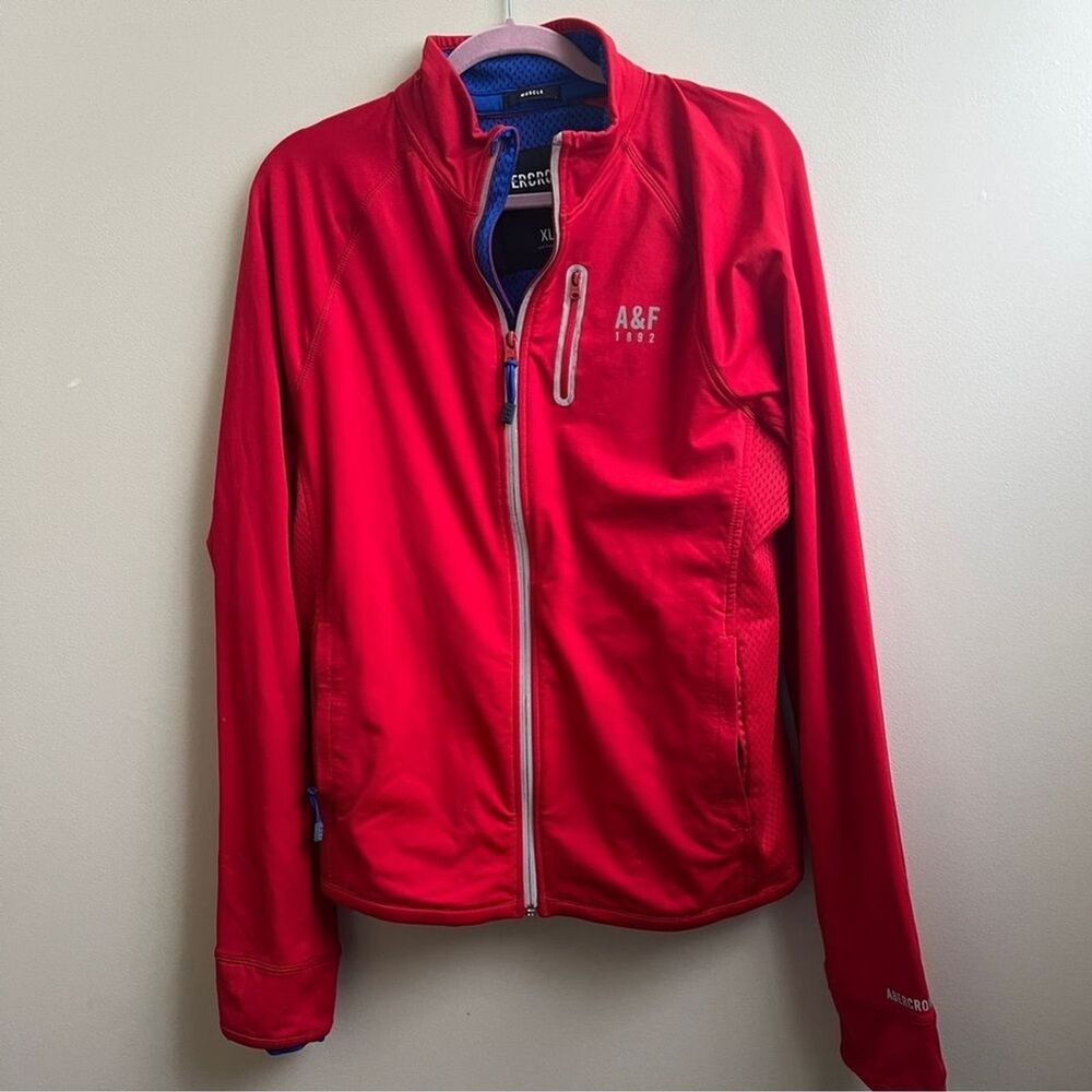 Abercrombie & Fitch Mens Red Y2K Zip Track Jacket Thumb Size XL